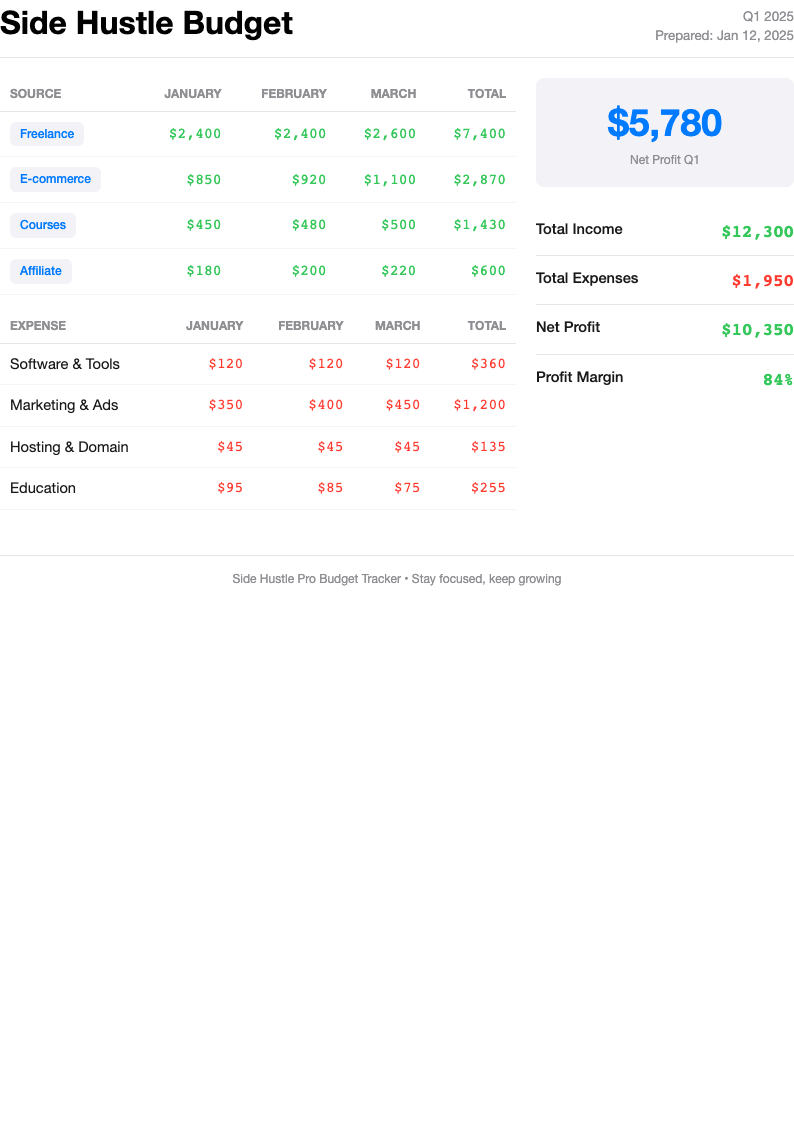 Budget Numbers Template preview