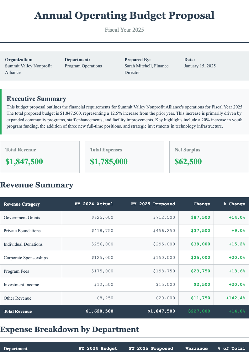 Classic professional budget proposal