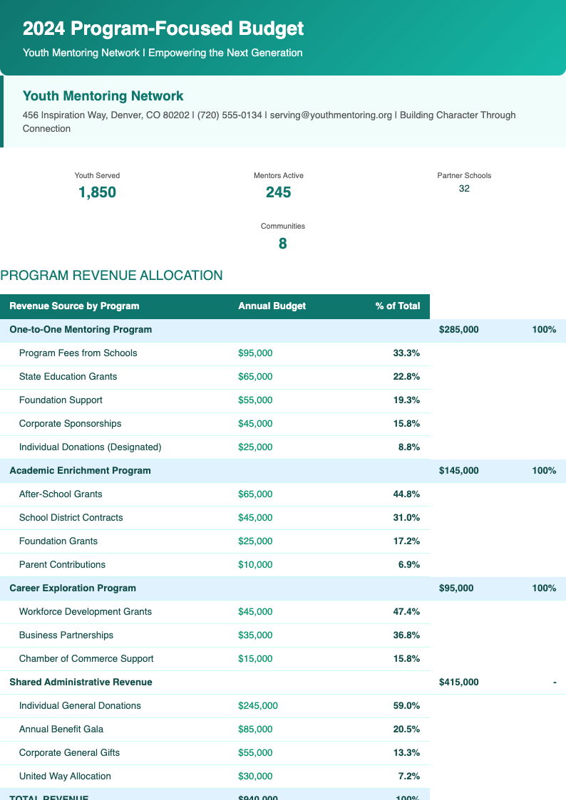 Program focused nonprofit budget