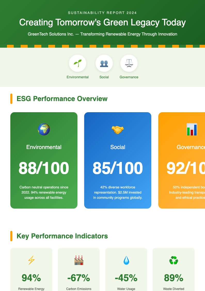 ESG report business plan