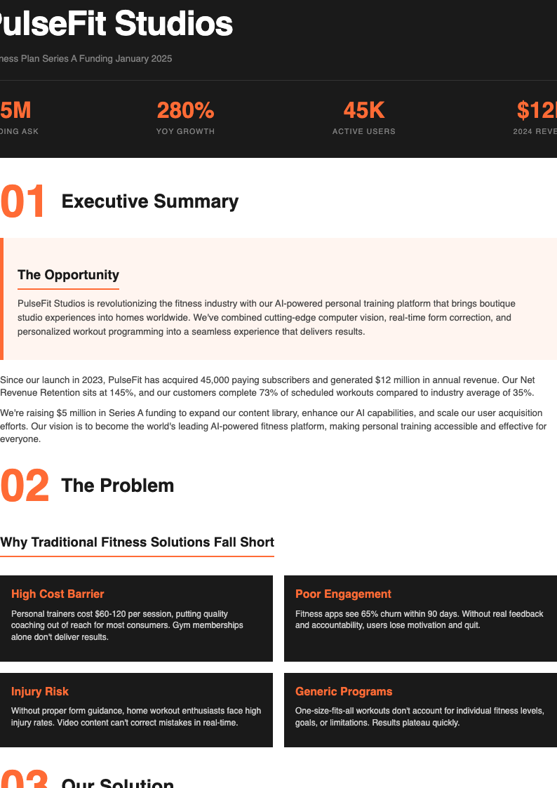 Bold contemporary business plan