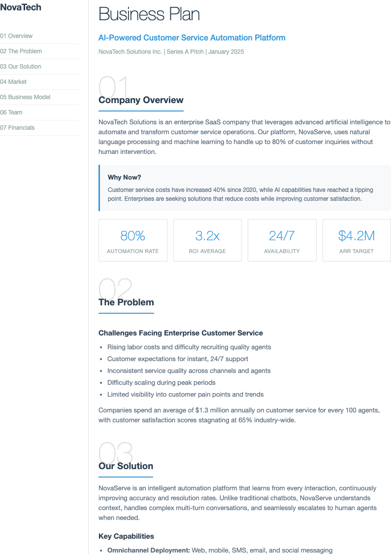 Modern minimalist business plan