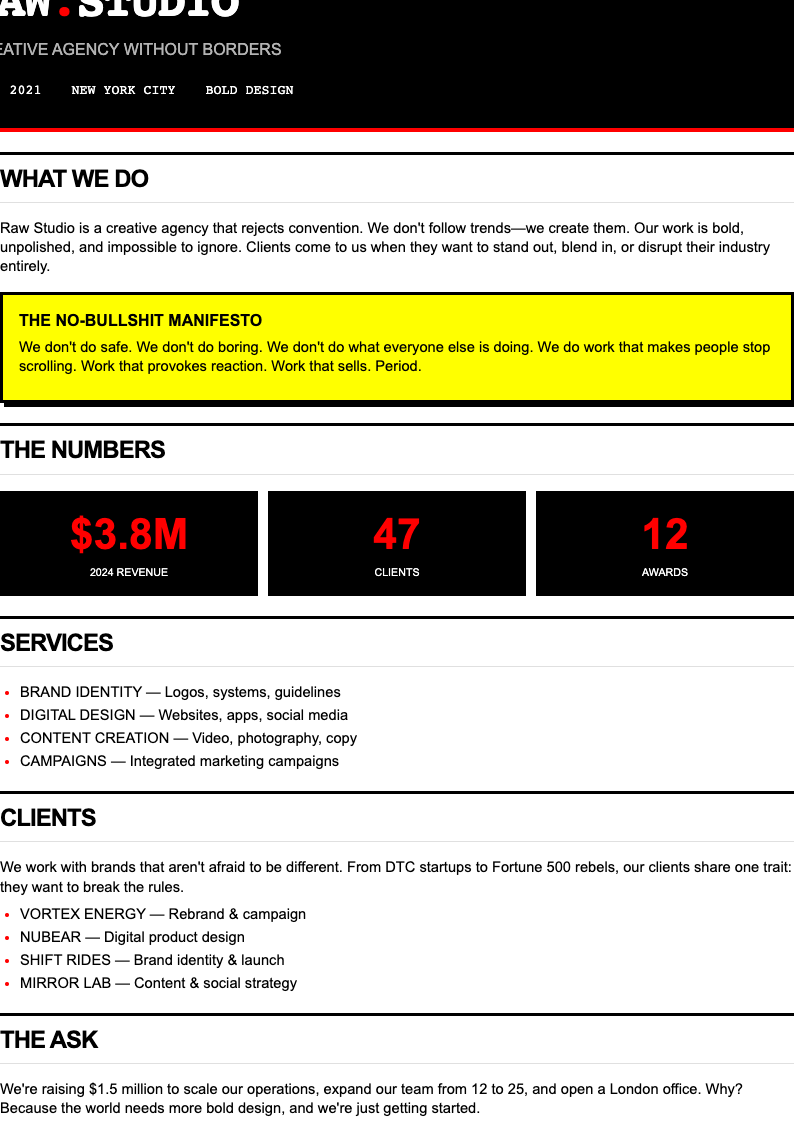 Neo brutalist business plan