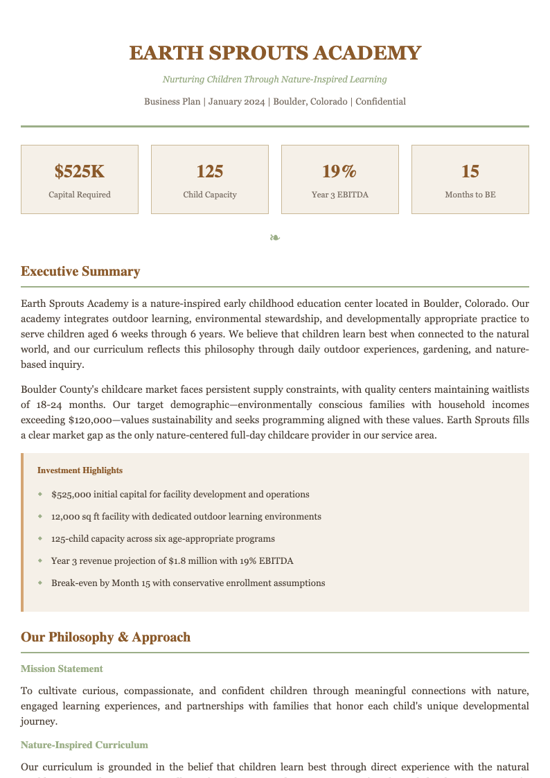 Warm earth tone day care business plan