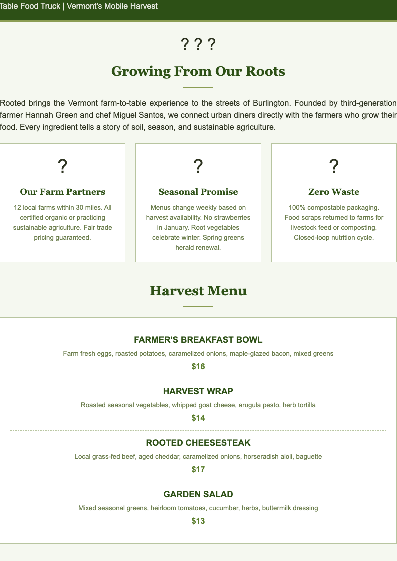 Botanical nature food truck business plan
