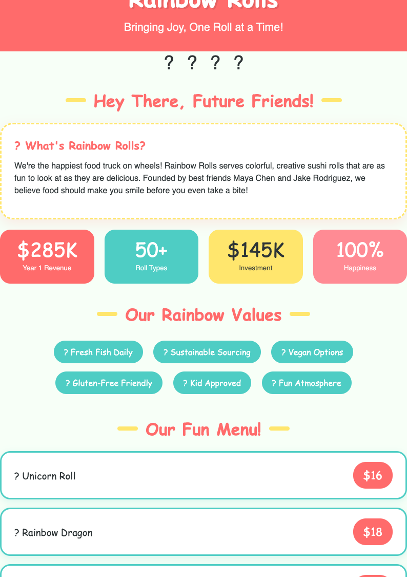 Playful colorful food truck business plan