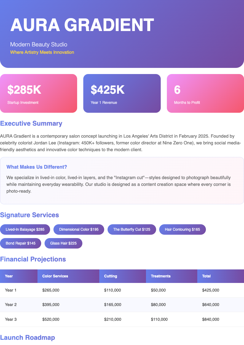 Gradient modern salon business plan