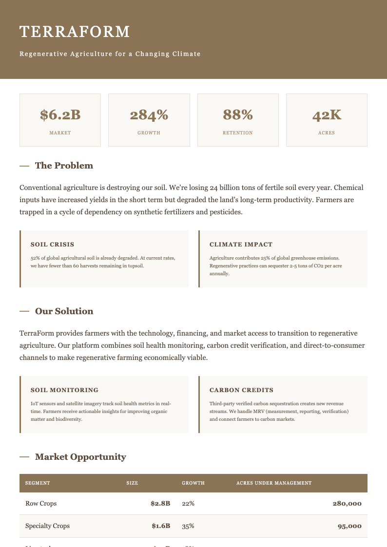 Earth tone natural startup business plan