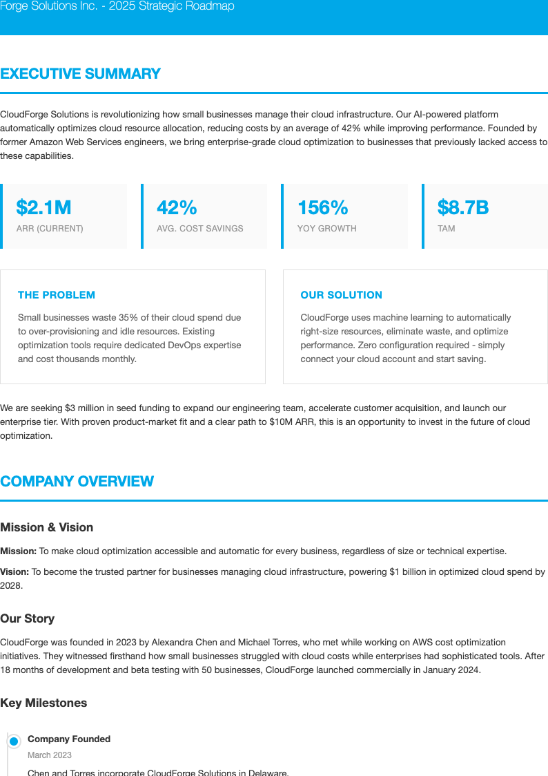 Modern minimalist startup business plan