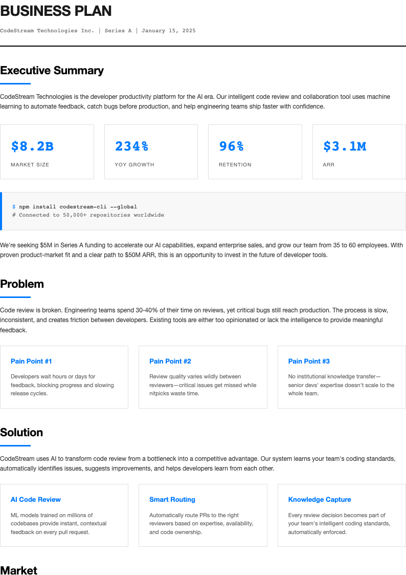 Tech minimalist startup business plan