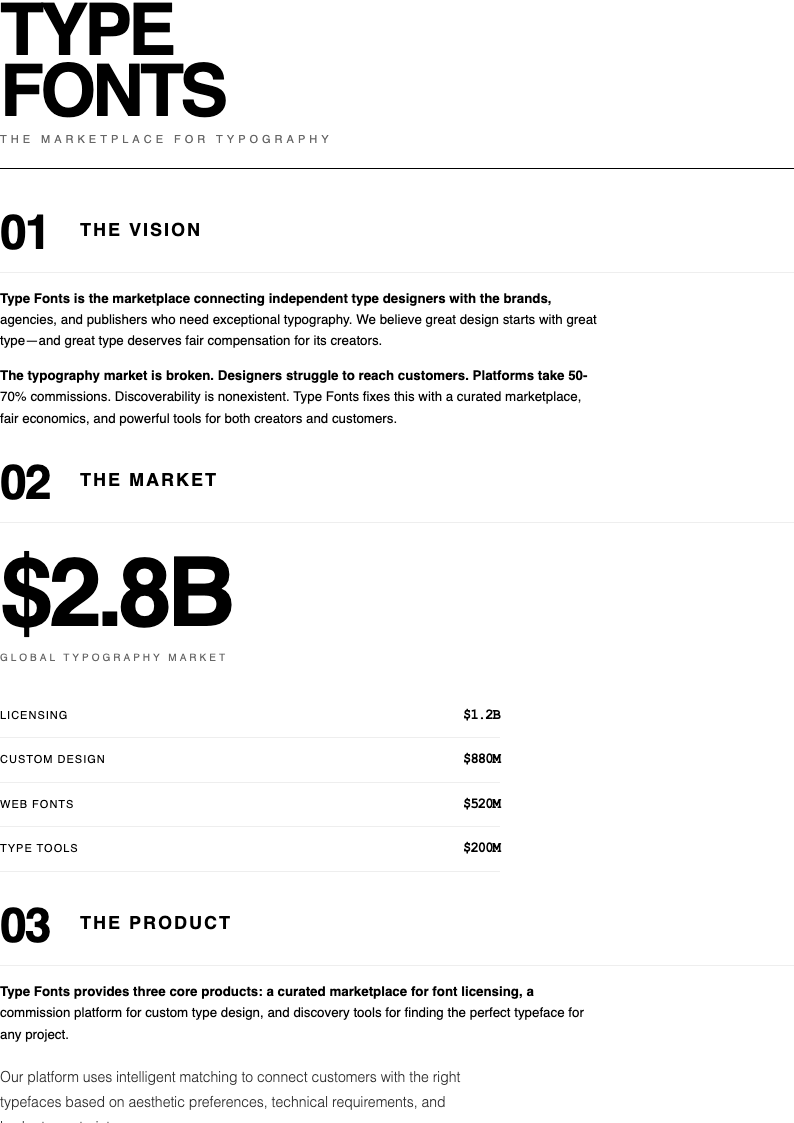 Typographic only startup business plan