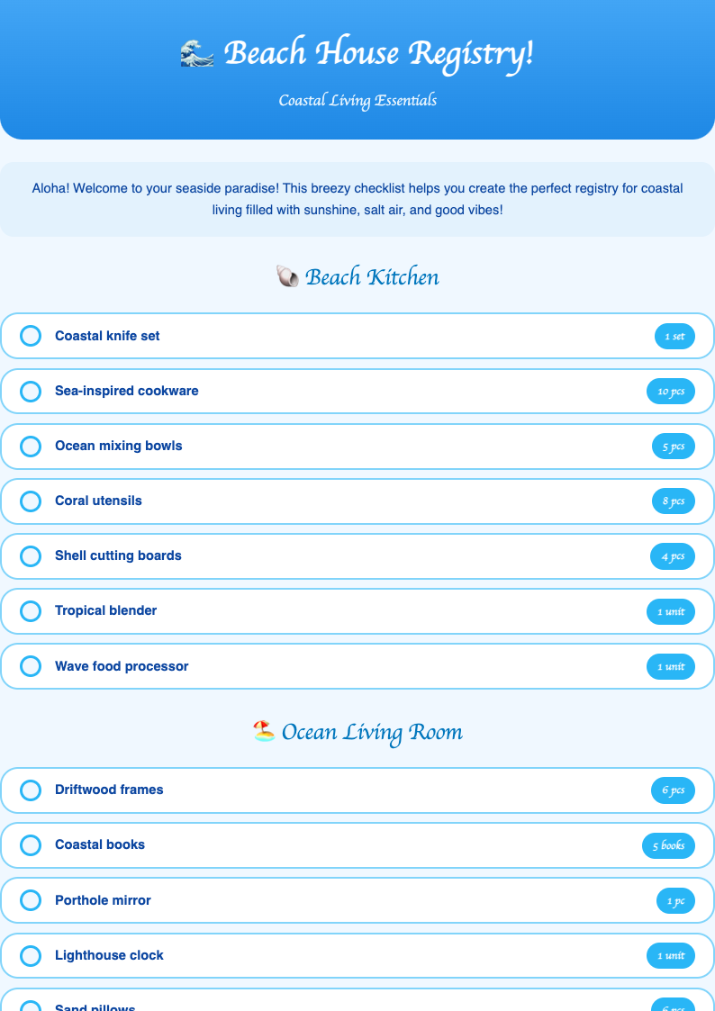 Housewarming Registry Checklist preview