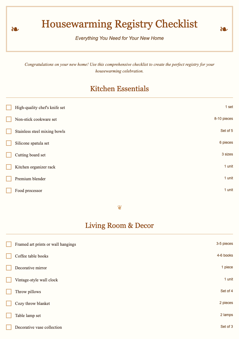 Classic professional housewarming registry checklist
