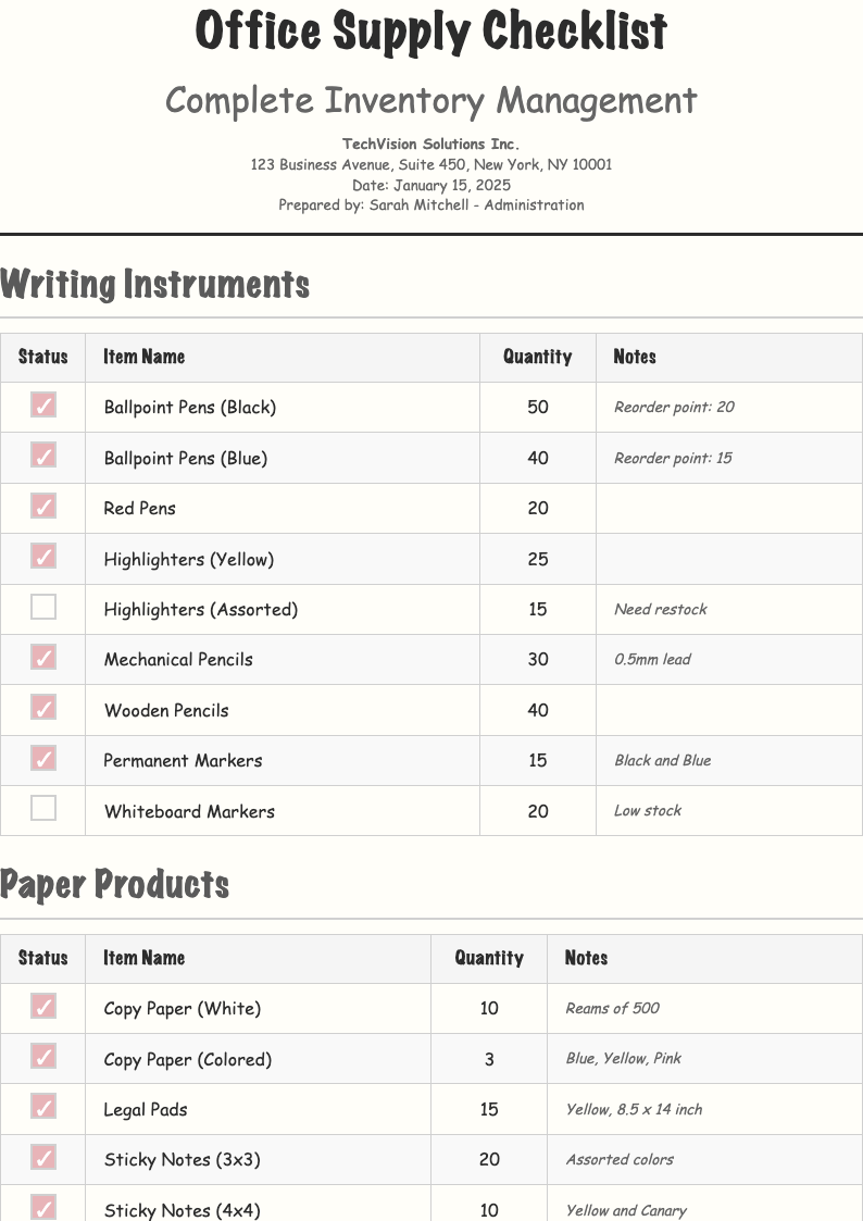 Smart casual office supply checklist