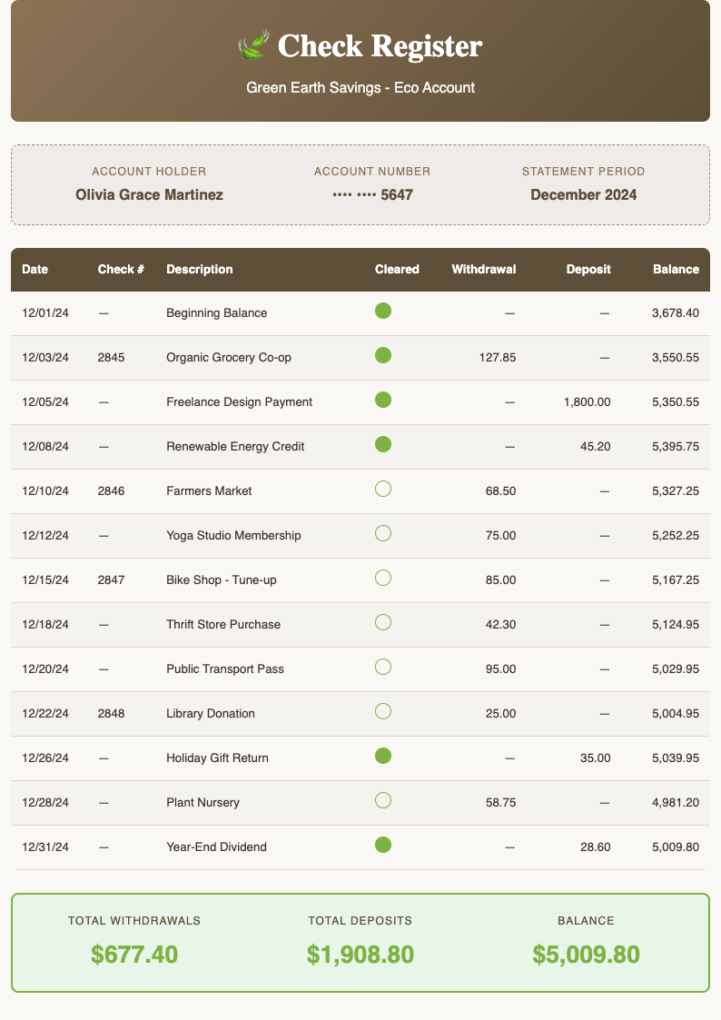 Nature inspired Sample Check Register