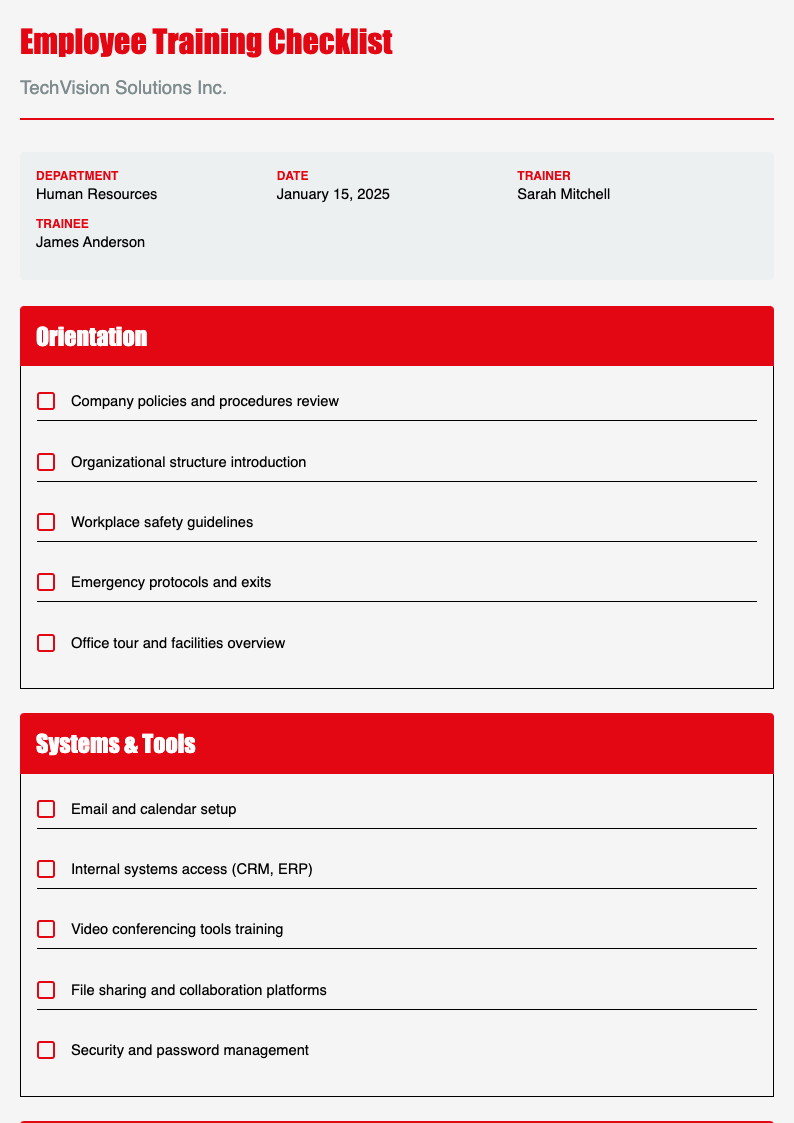 Bauhaus Revival Training Checklist