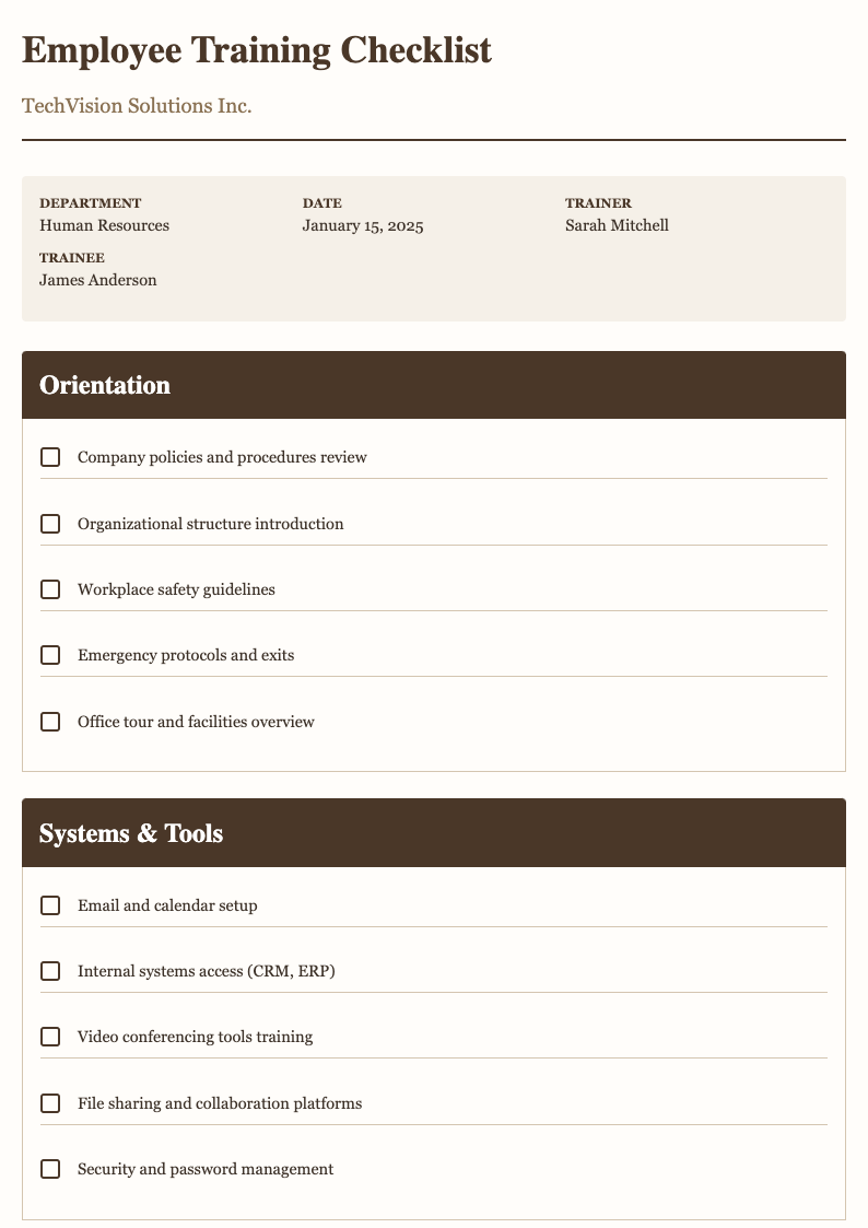 Elegant Sophisticated Training Checklist