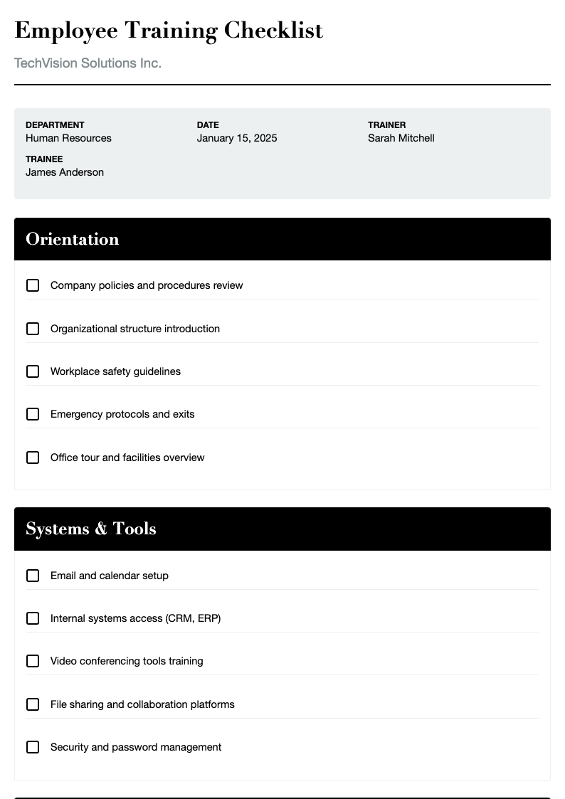 Fashion Lookbook Training Checklist