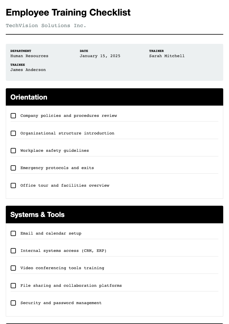 Tech Minimalist Training Checklist