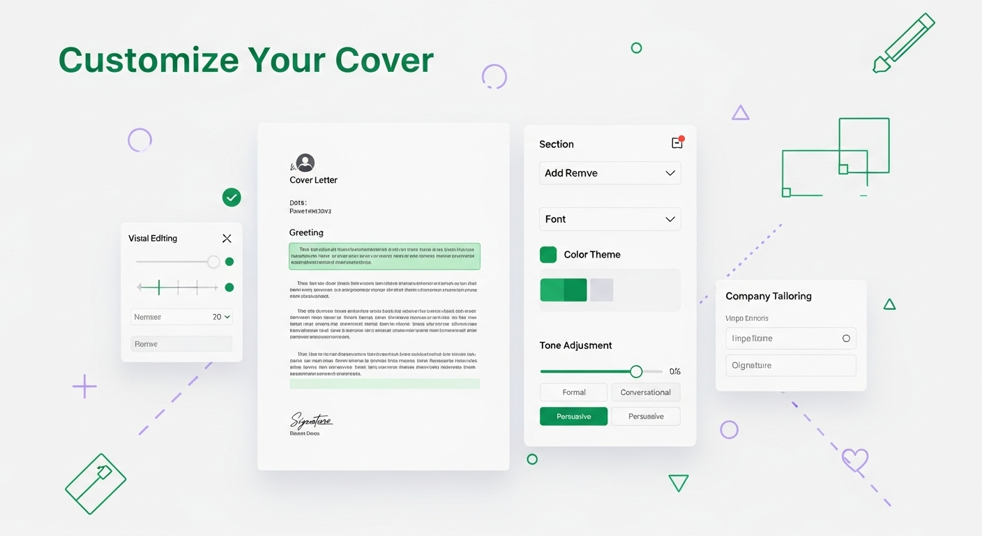 Customize AI cover letter formatting and layout