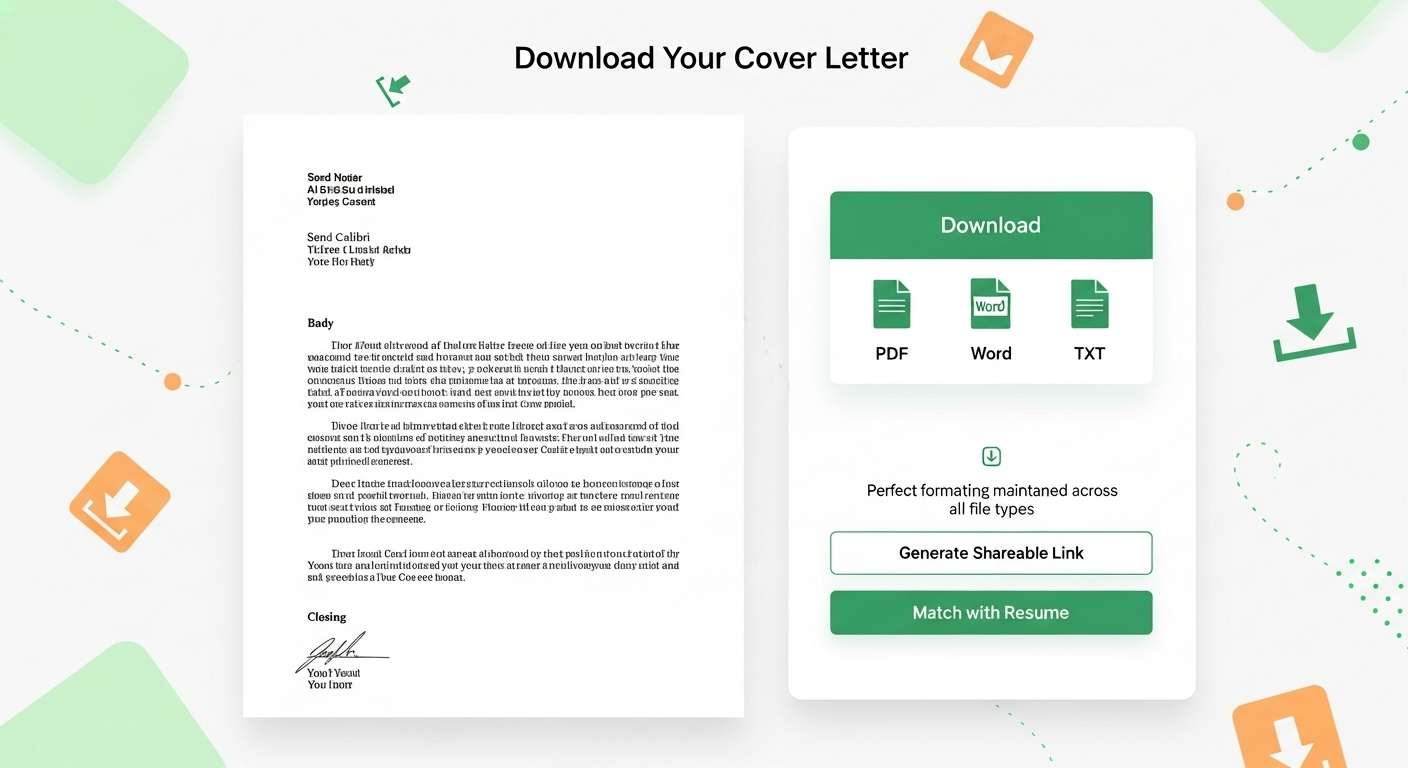 Download formatted cover letter in multiple formats