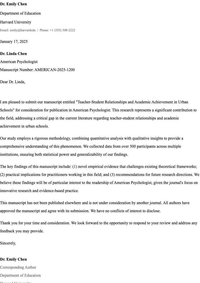 Apa Format Cover Letter preview