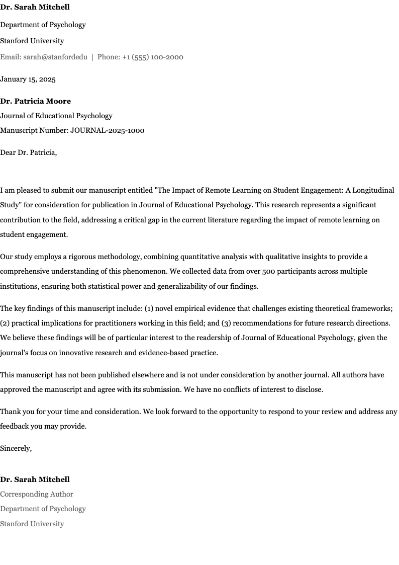 Georgia serif APA cover letter