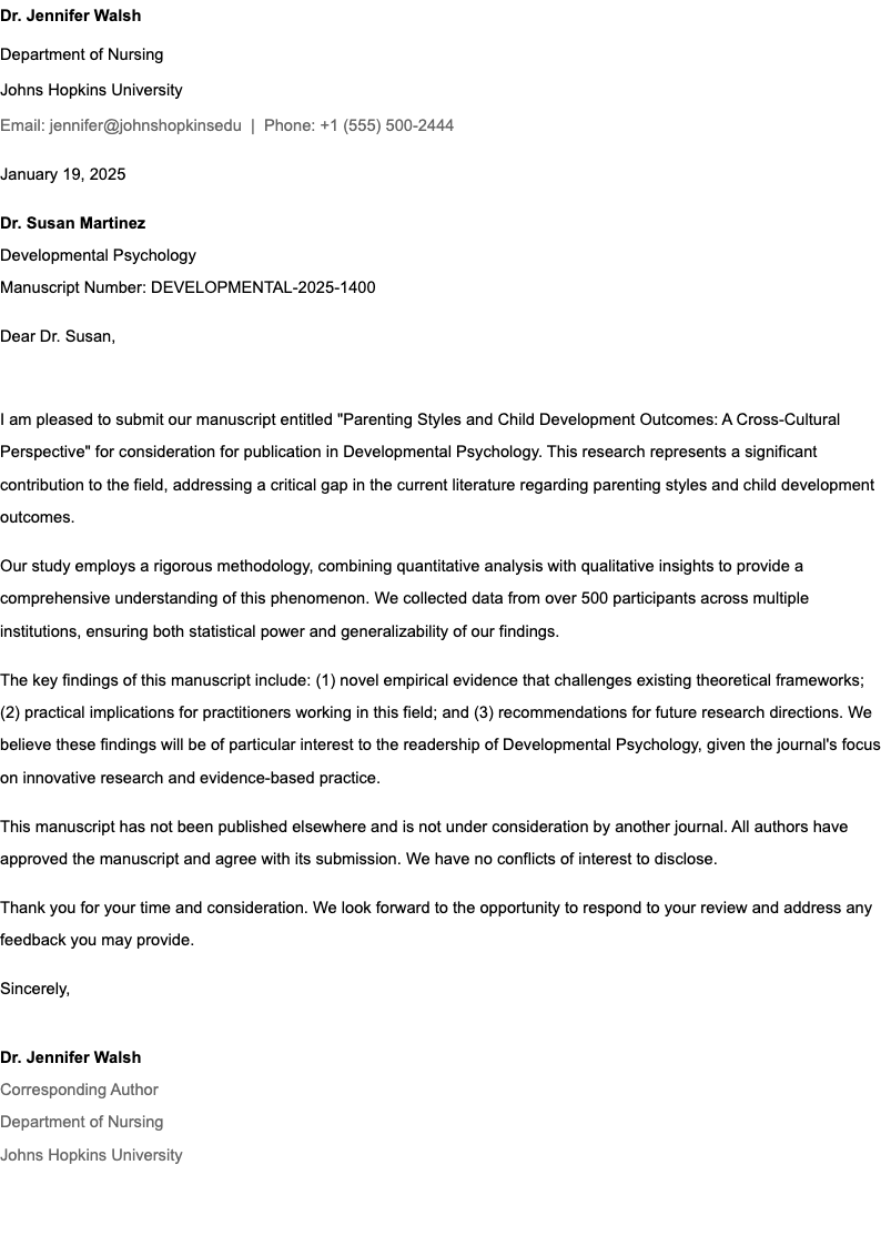 Modern sans serif APA cover letter