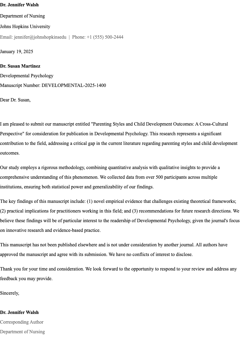 Standard business letter APA cover letter