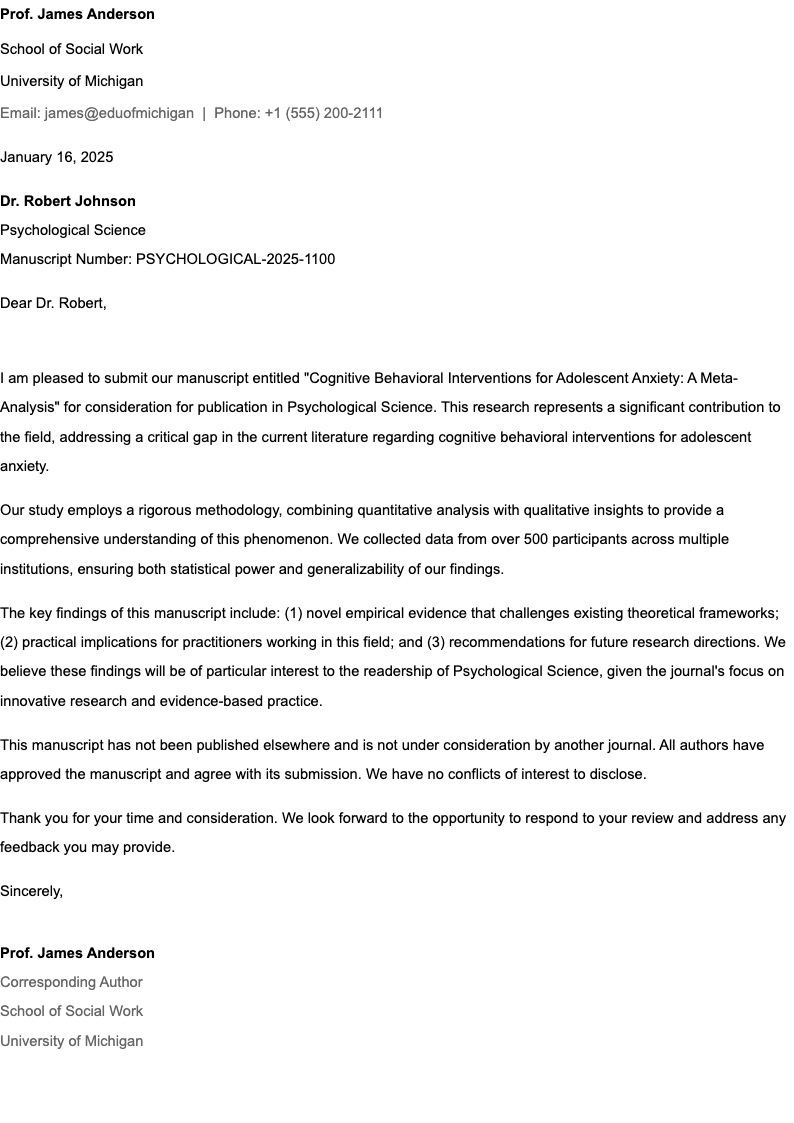 Traditional Calibri APA cover letter