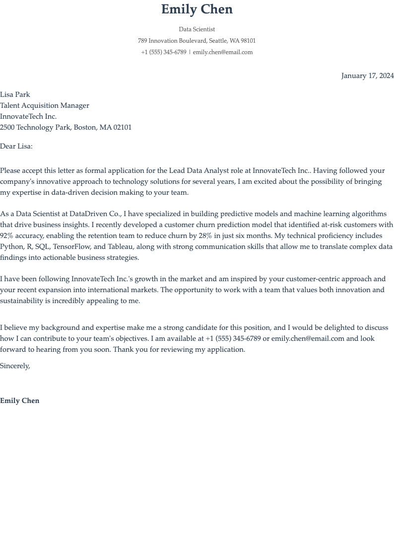 Job Cover Letter preview