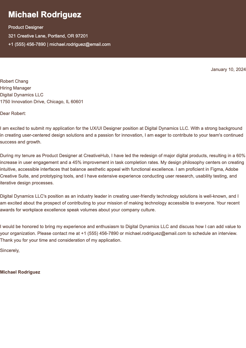 Conservative Brown Corporate Sans Job Cover Letter