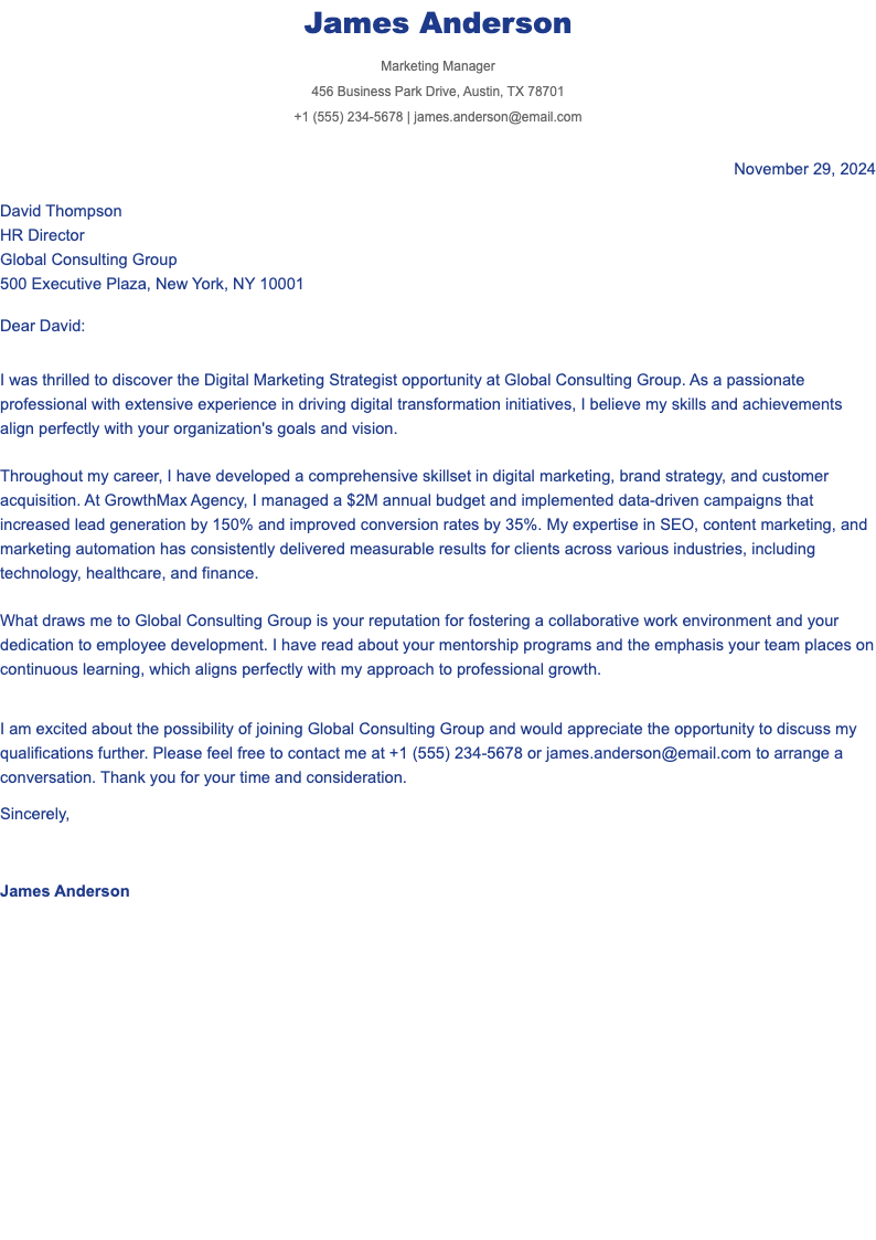 Executive Blue Formal Sans Job Cover Letter