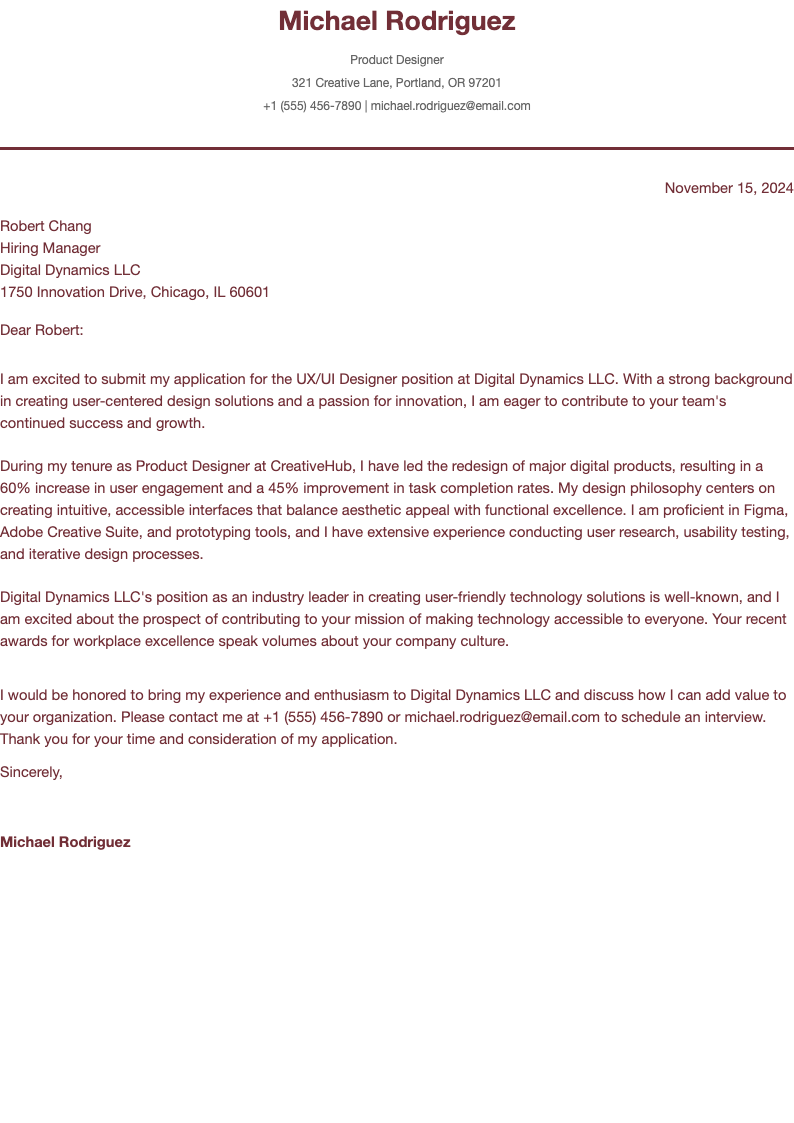 Formal Burgundy Clean Sans Job Cover Letter