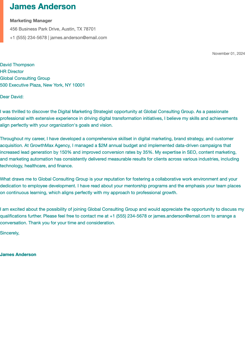 Modern Teal Modern Sans Job Cover Letter