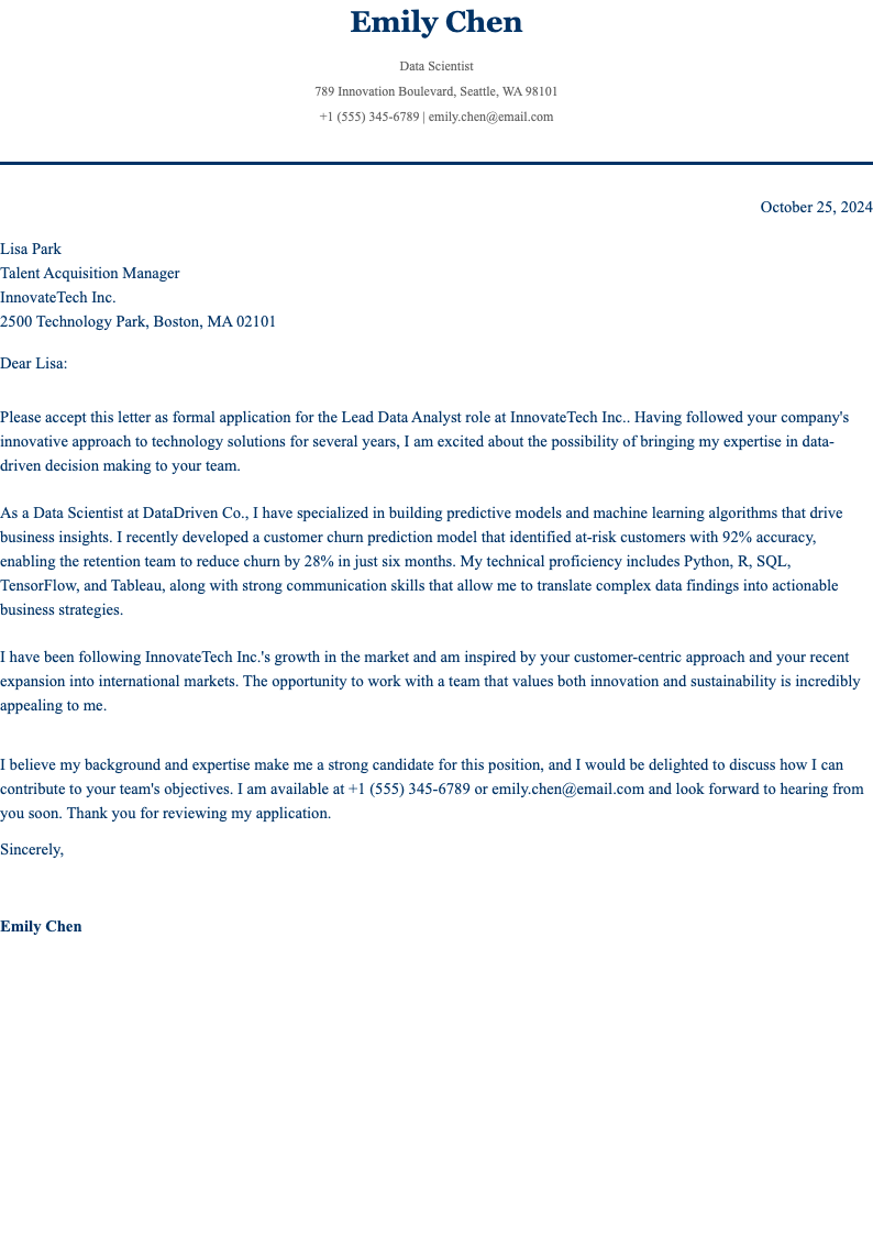 Professional Navy Classic Serif Job Cover Letter