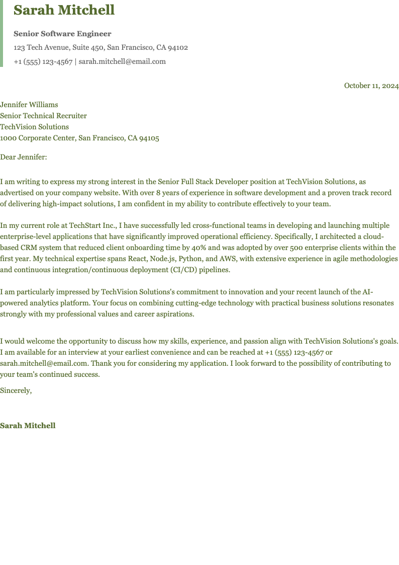 Timeless Olive Modern Serif Job Cover Letter