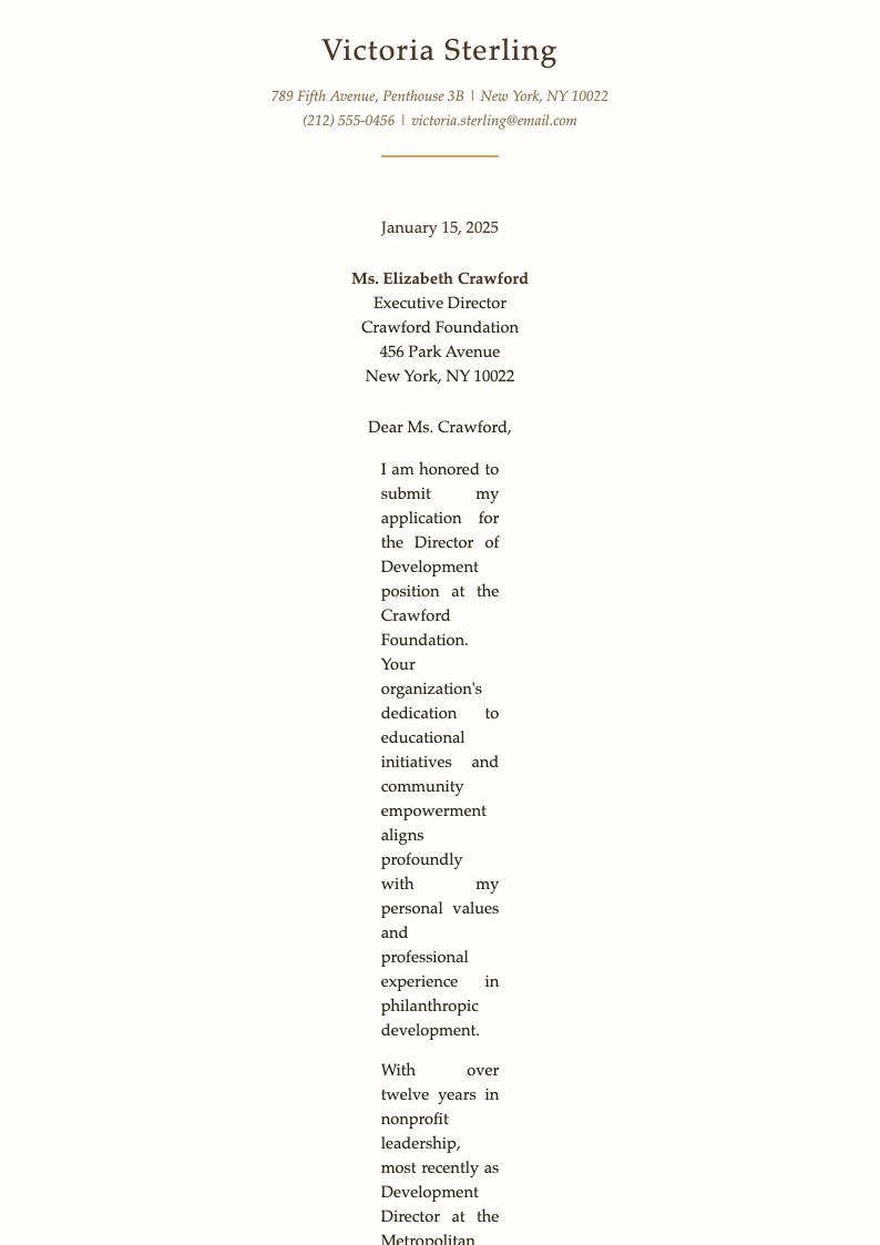 Elegant sophisticated short cover letter