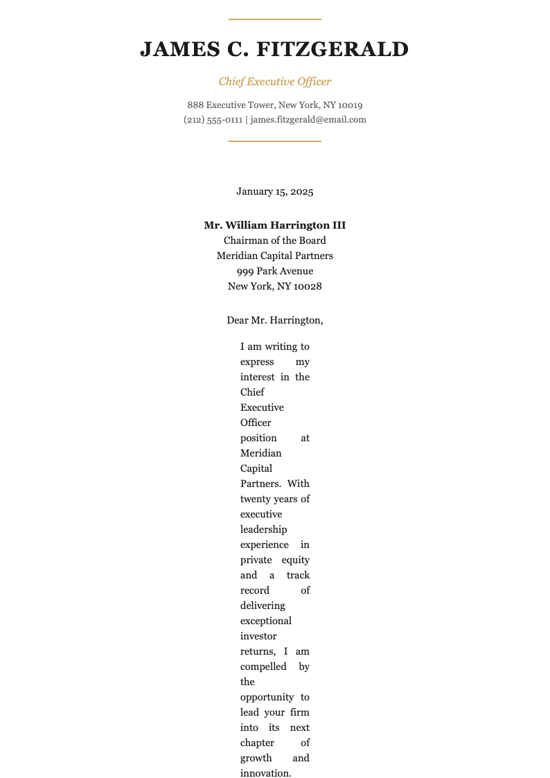 Executive leadership short cover letter