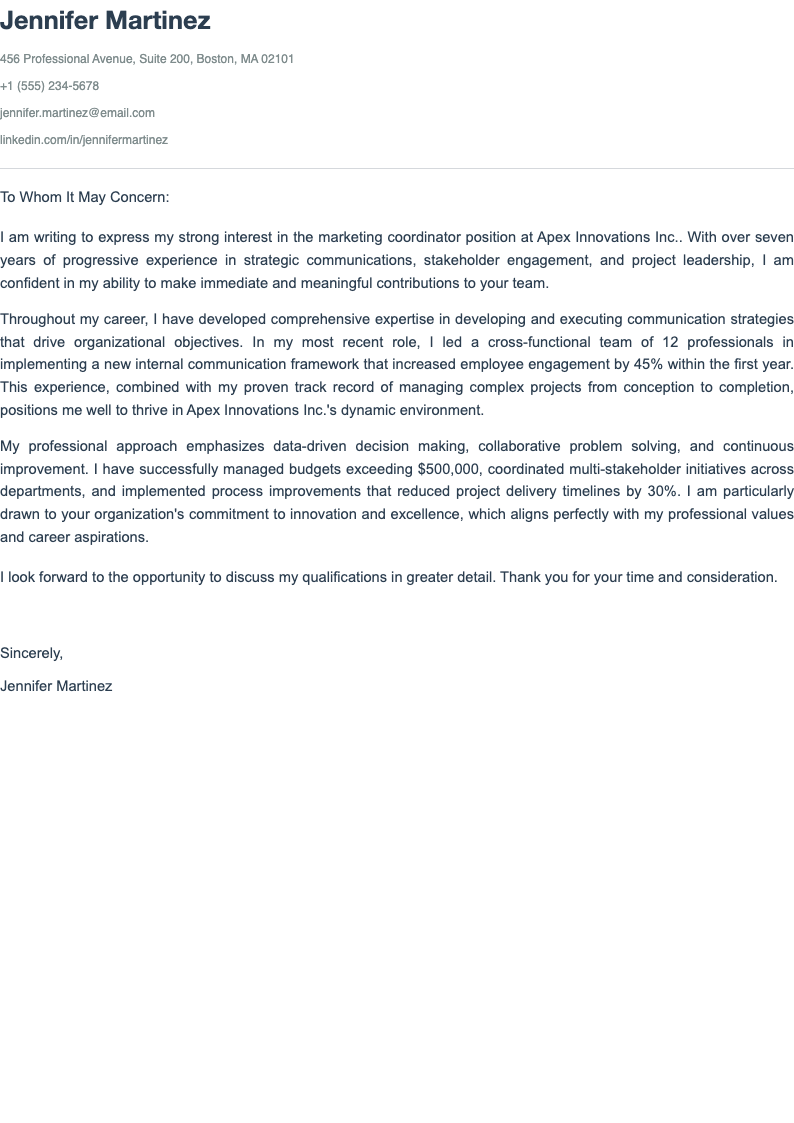 Professional gray cover letter