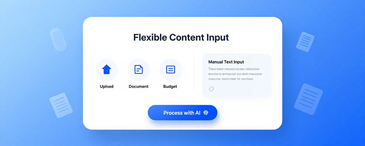 AI Budget Planner Interface showing automated financial data processing and intelligent budget generation with real-time calculations and insights