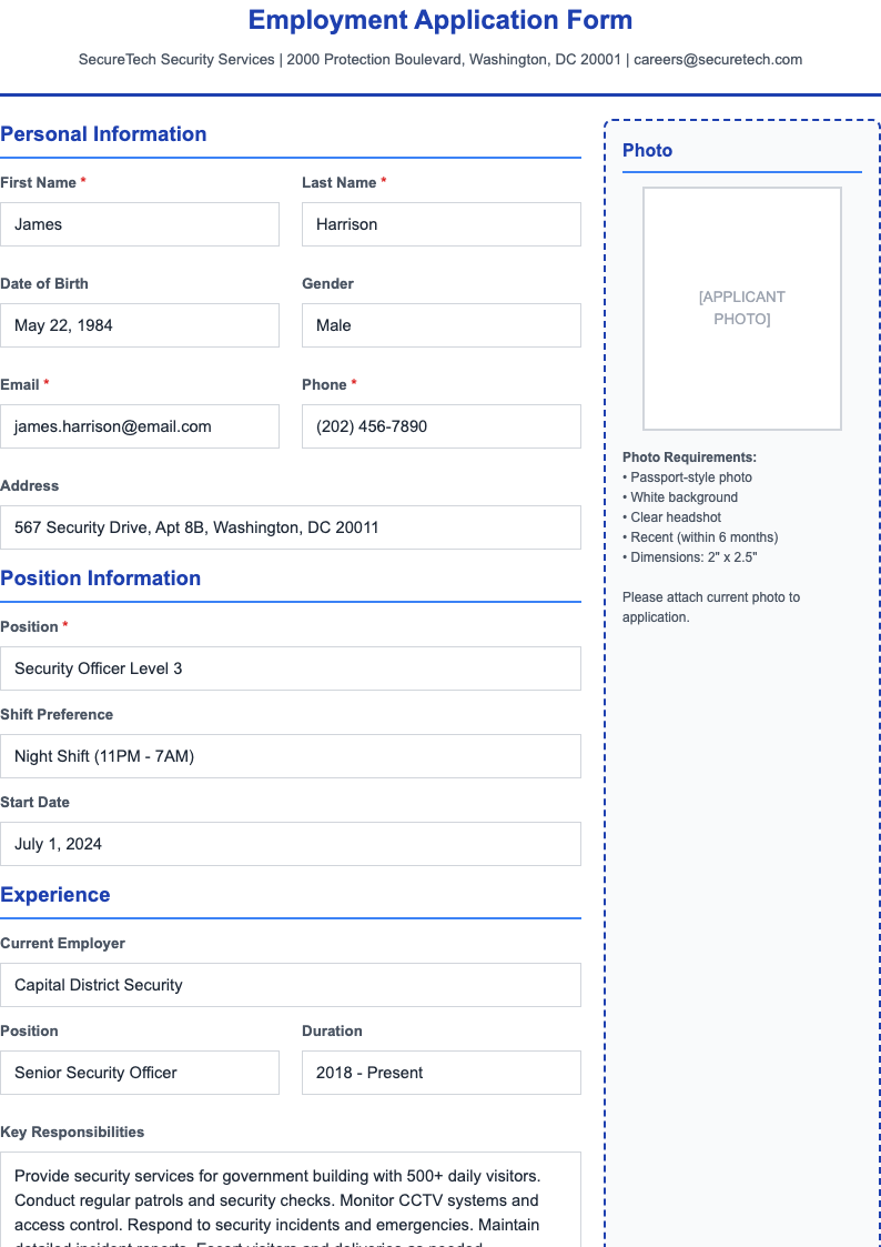 Photo application form
