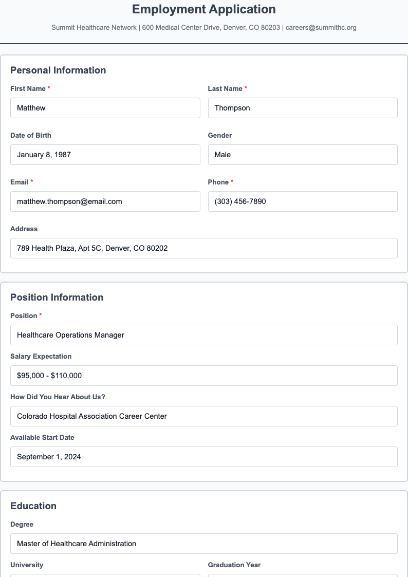 Section boxed application form