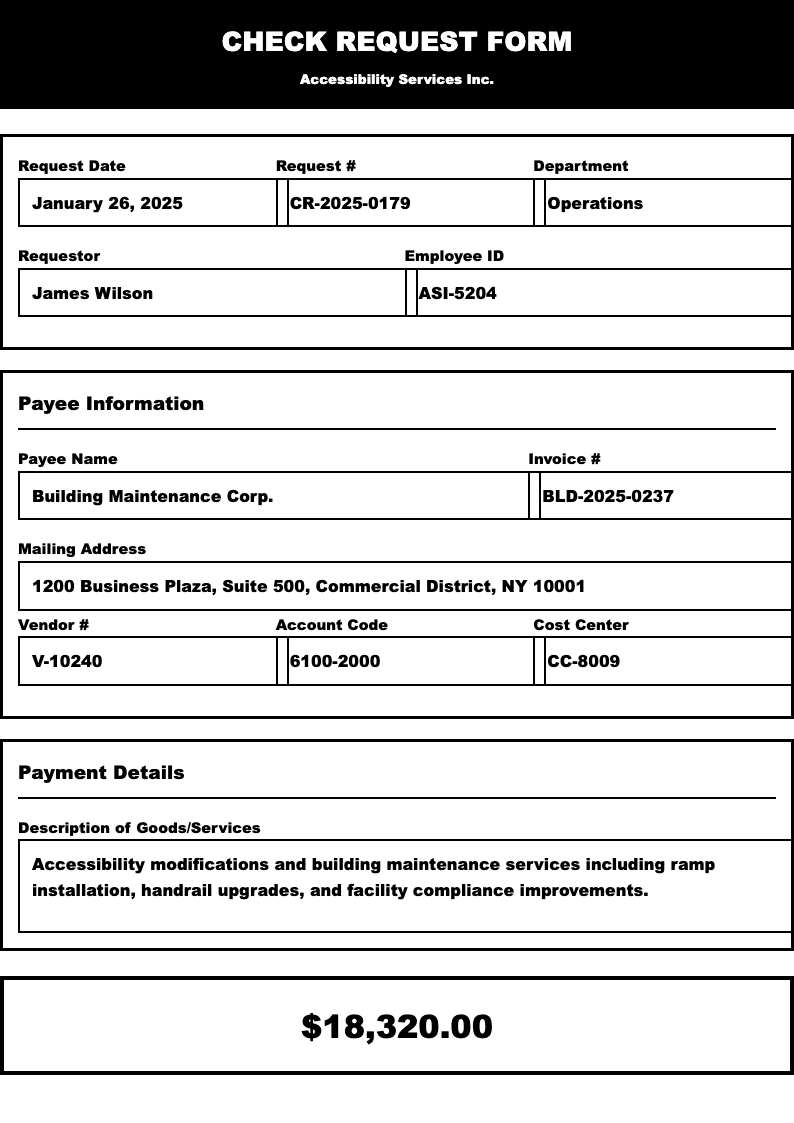 High contrast check request form