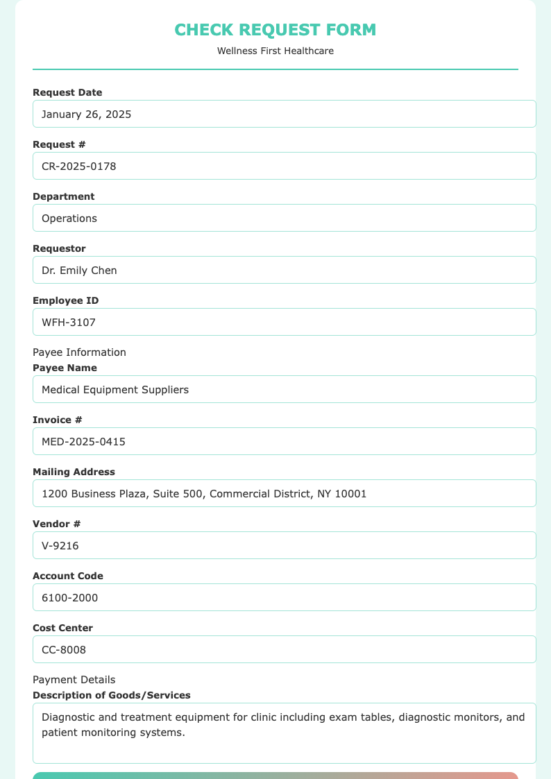 Soft approachable check request form