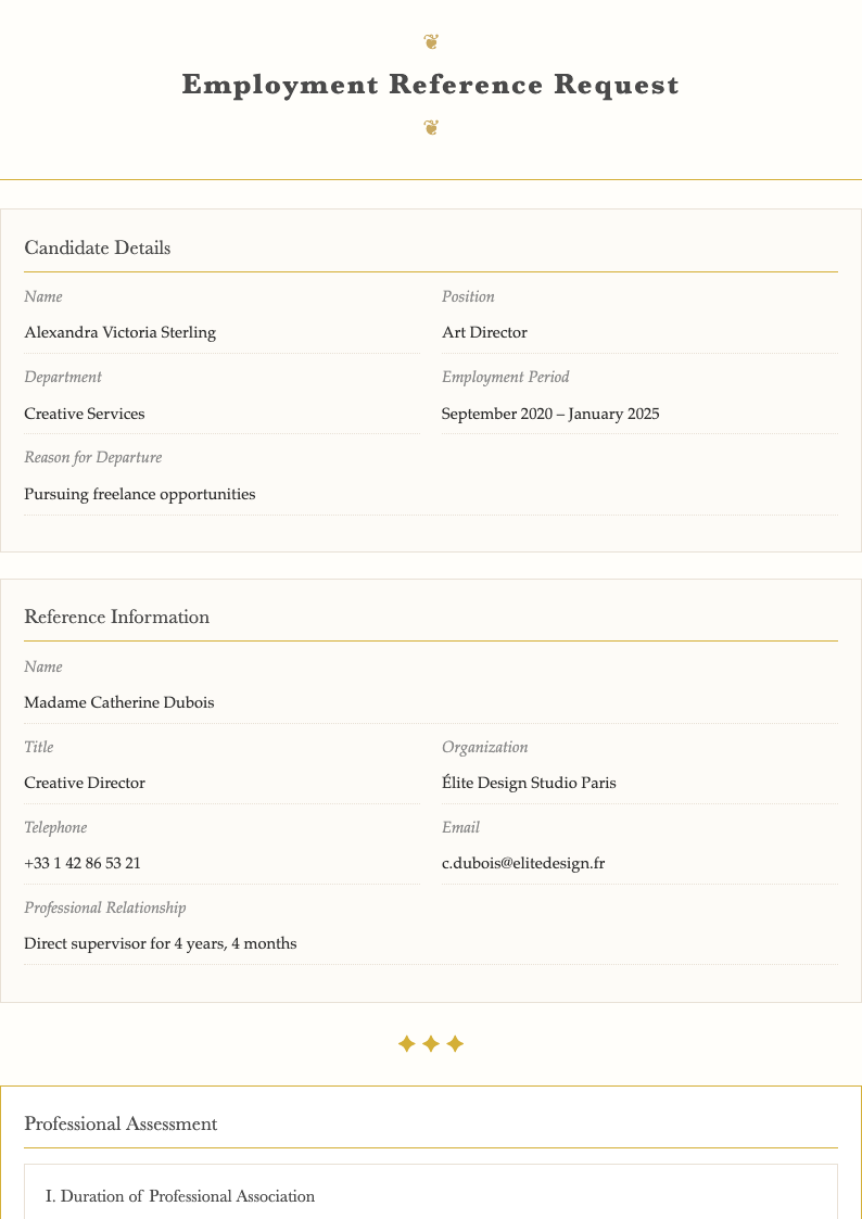 Elegant sophisticated employment reference request form