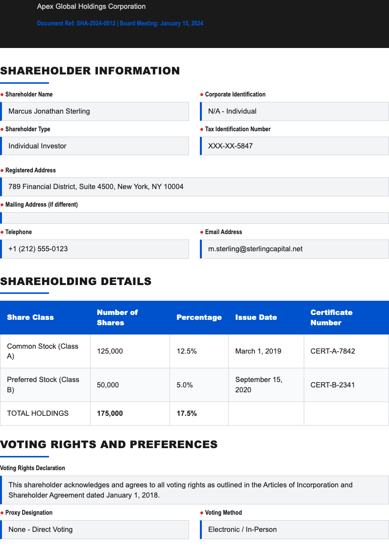 Bold corporate forms document