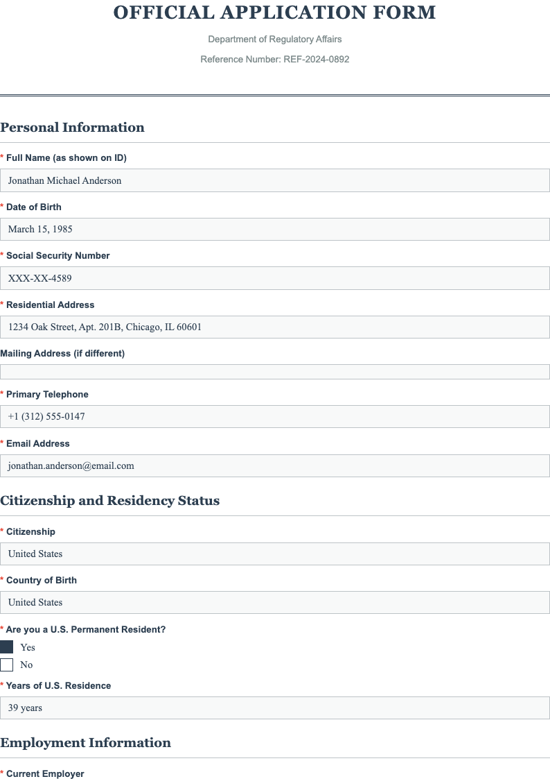 Classic professional forms document