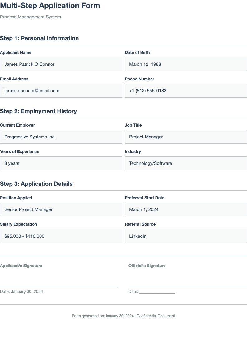 Smart organized forms document