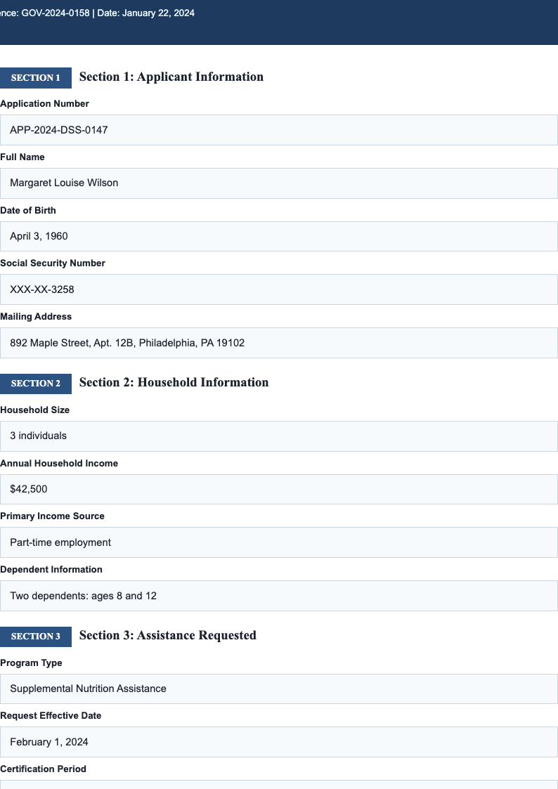 Trusted institutional forms document